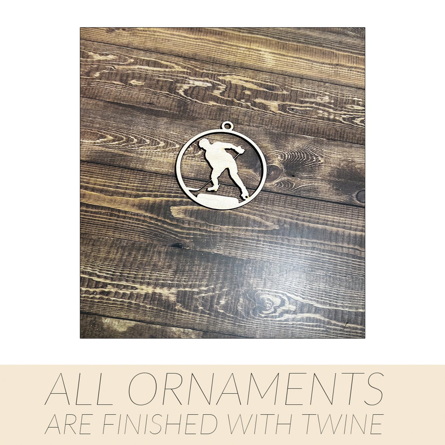 Hockey Ornament, Wooden Sports Ornament, Sports Ornament, Engraved Ornament, Laser Engraved Wood Ornament