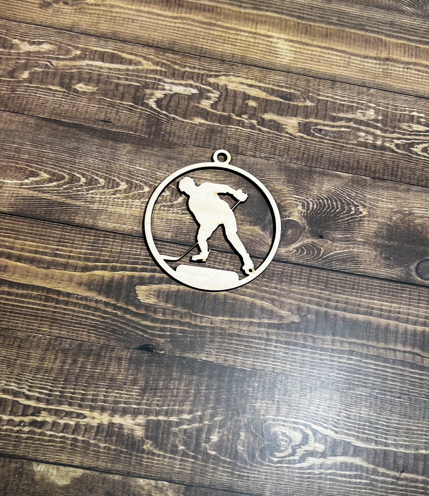 Hockey Ornament, Wooden Sports Ornament, Sports Ornament, Engraved Ornament, Laser Engraved Wood Ornament
