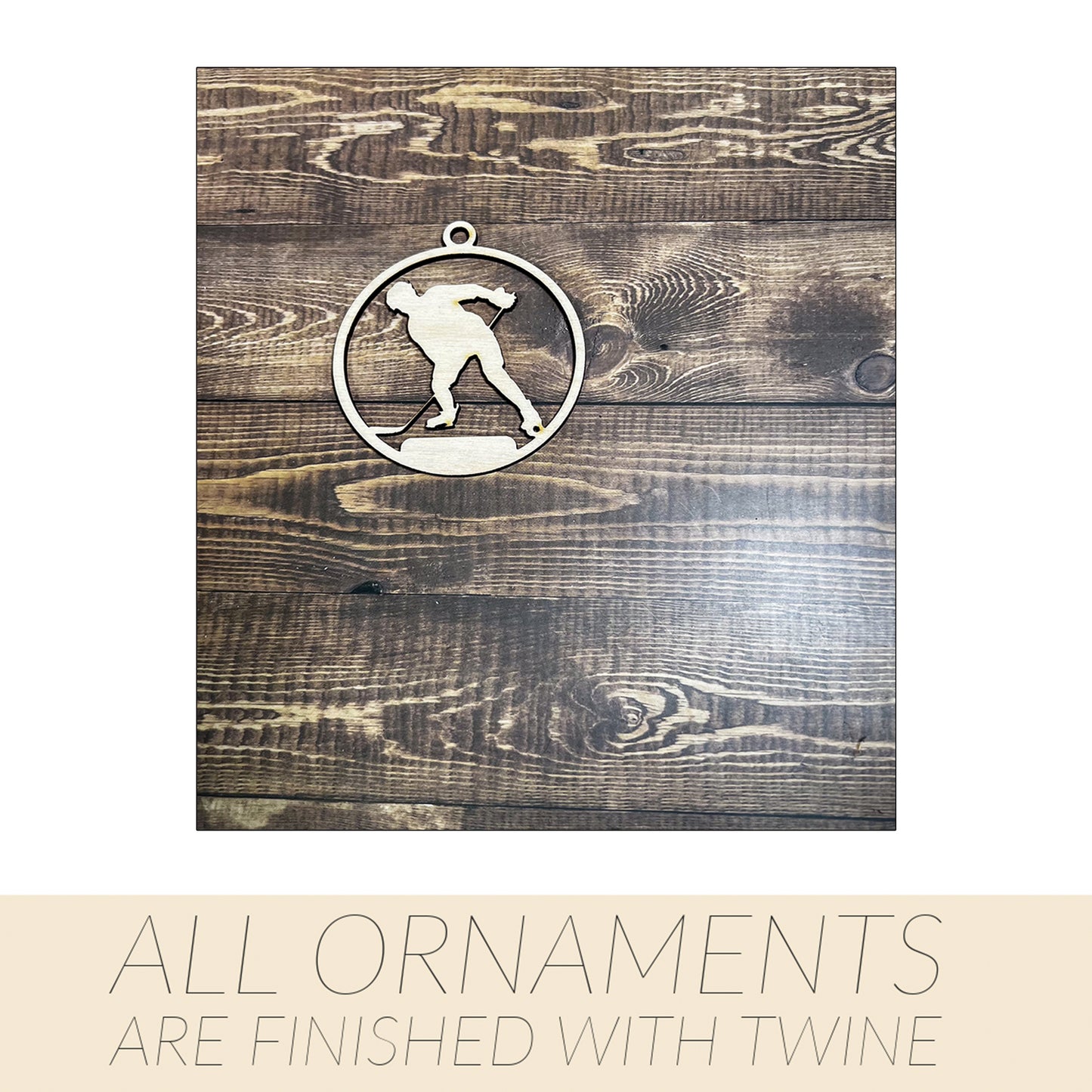 Hockey Ornament, Wooden Sports Ornament, Sports Ornament, Engraved Ornament, Laser Engraved Wood Ornament