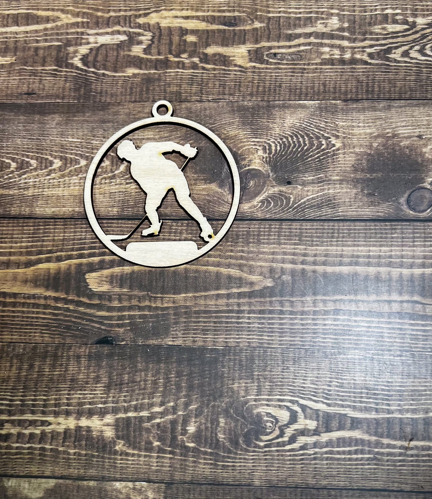 Hockey Ornament, Wooden Sports Ornament, Sports Ornament, Engraved Ornament, Laser Engraved Wood Ornament