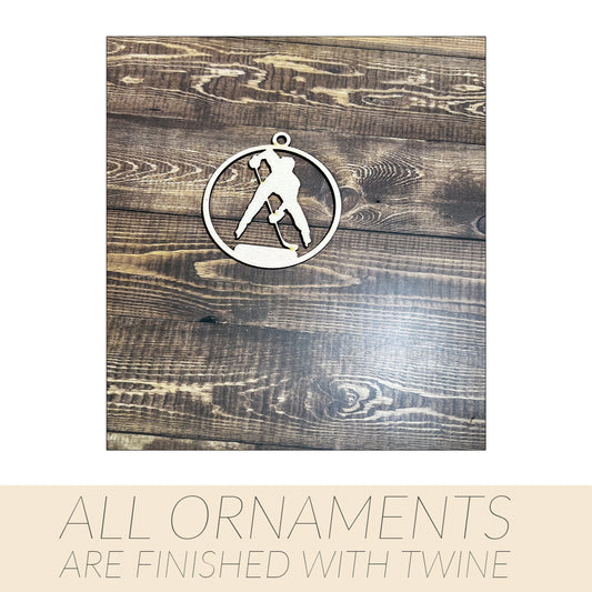 Hockey Ornament, Wooden Sports Ornament, Sports Ornament, Engraved Ornament, Laser Engraved Wood Ornament