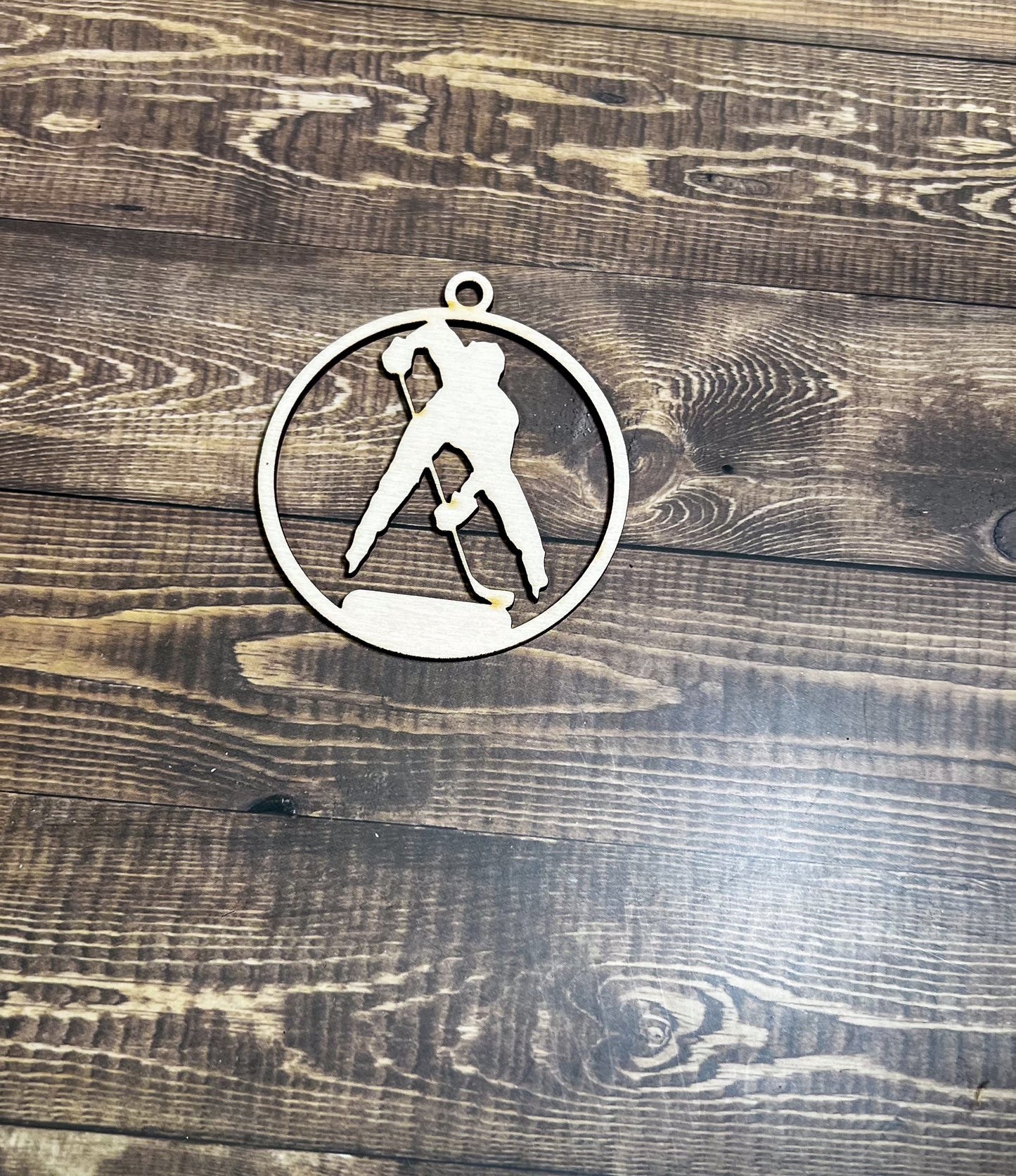 Hockey Ornament, Wooden Sports Ornament, Sports Ornament, Engraved Ornament, Laser Engraved Wood Ornament