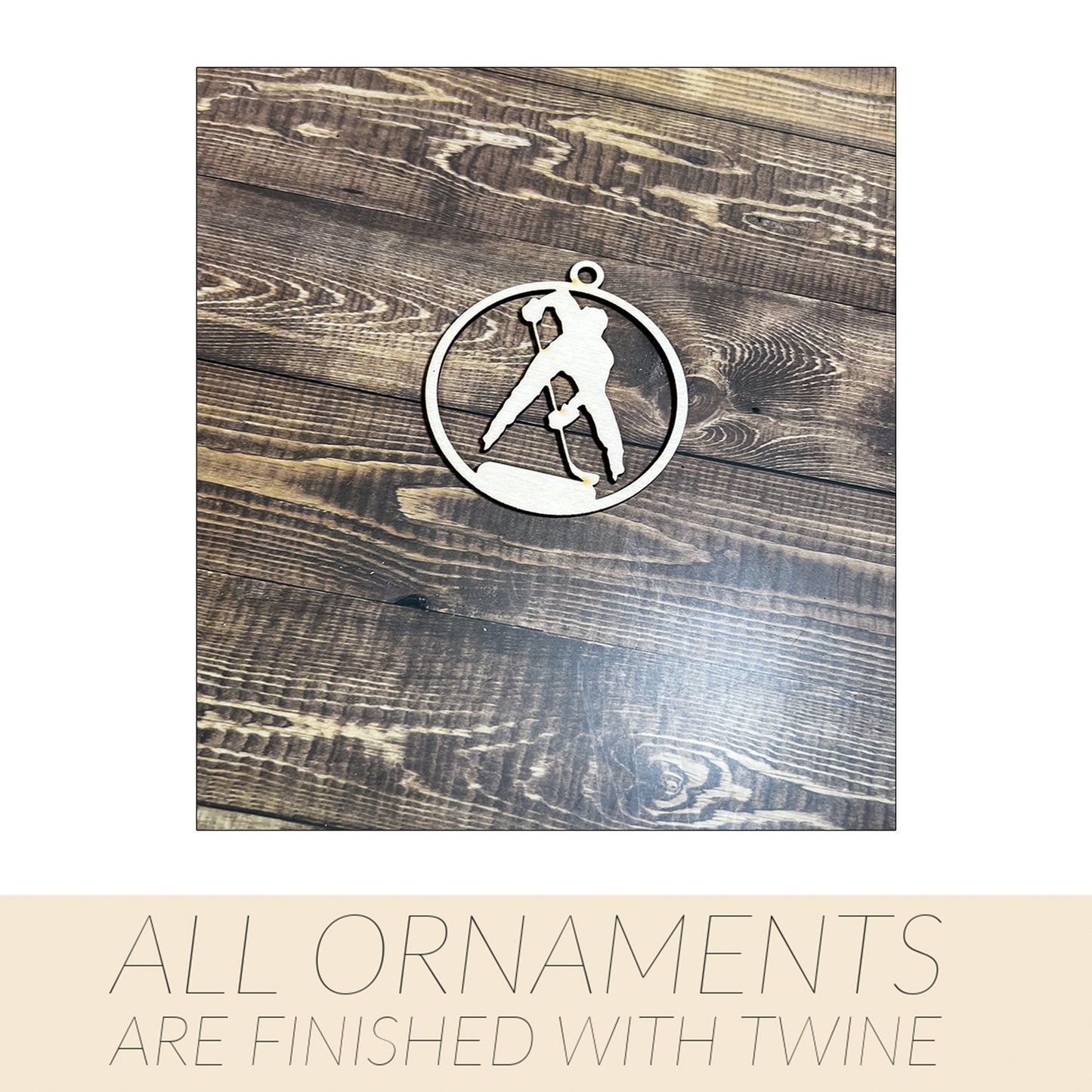 Hockey Ornament, Wooden Sports Ornament, Sports Ornament, Engraved Ornament, Laser Engraved Wood Ornament