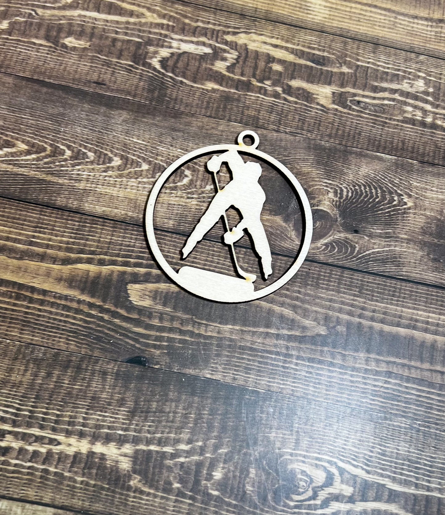 Hockey Ornament, Wooden Sports Ornament, Sports Ornament, Engraved Ornament, Laser Engraved Wood Ornament