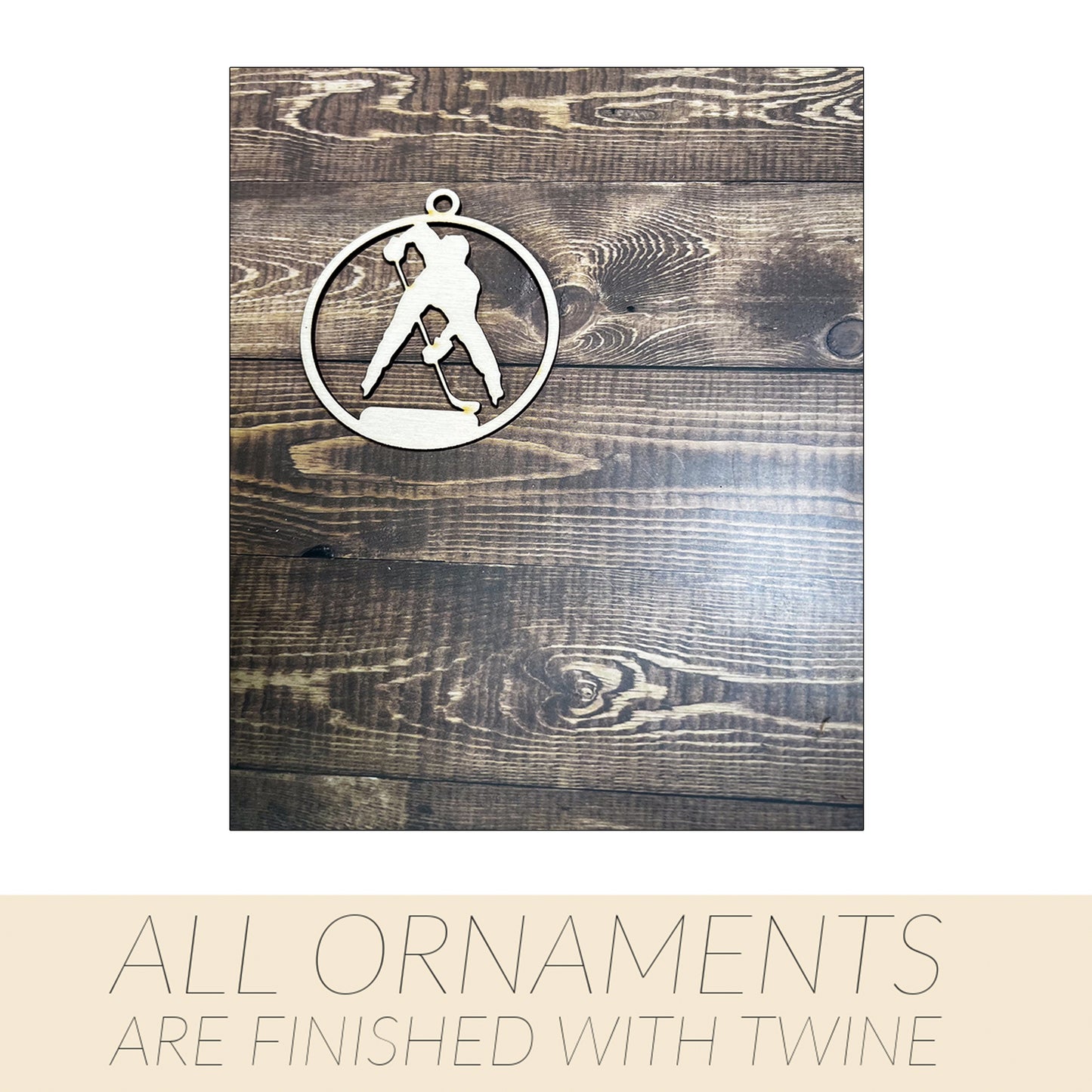 Hockey Ornament, Wooden Sports Ornament, Sports Ornament, Engraved Ornament, Laser Engraved Wood Ornament