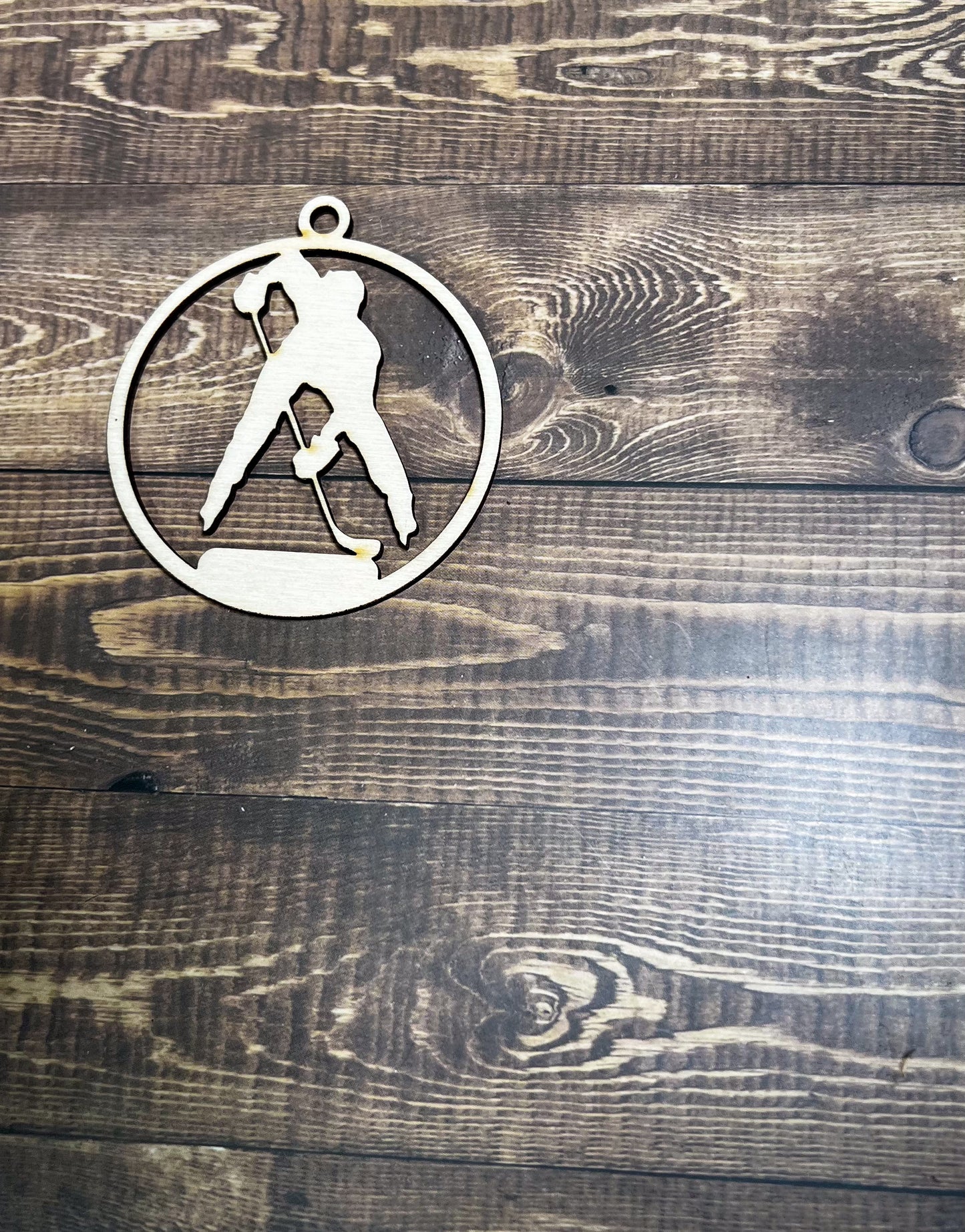 Hockey Ornament, Wooden Sports Ornament, Sports Ornament, Engraved Ornament, Laser Engraved Wood Ornament