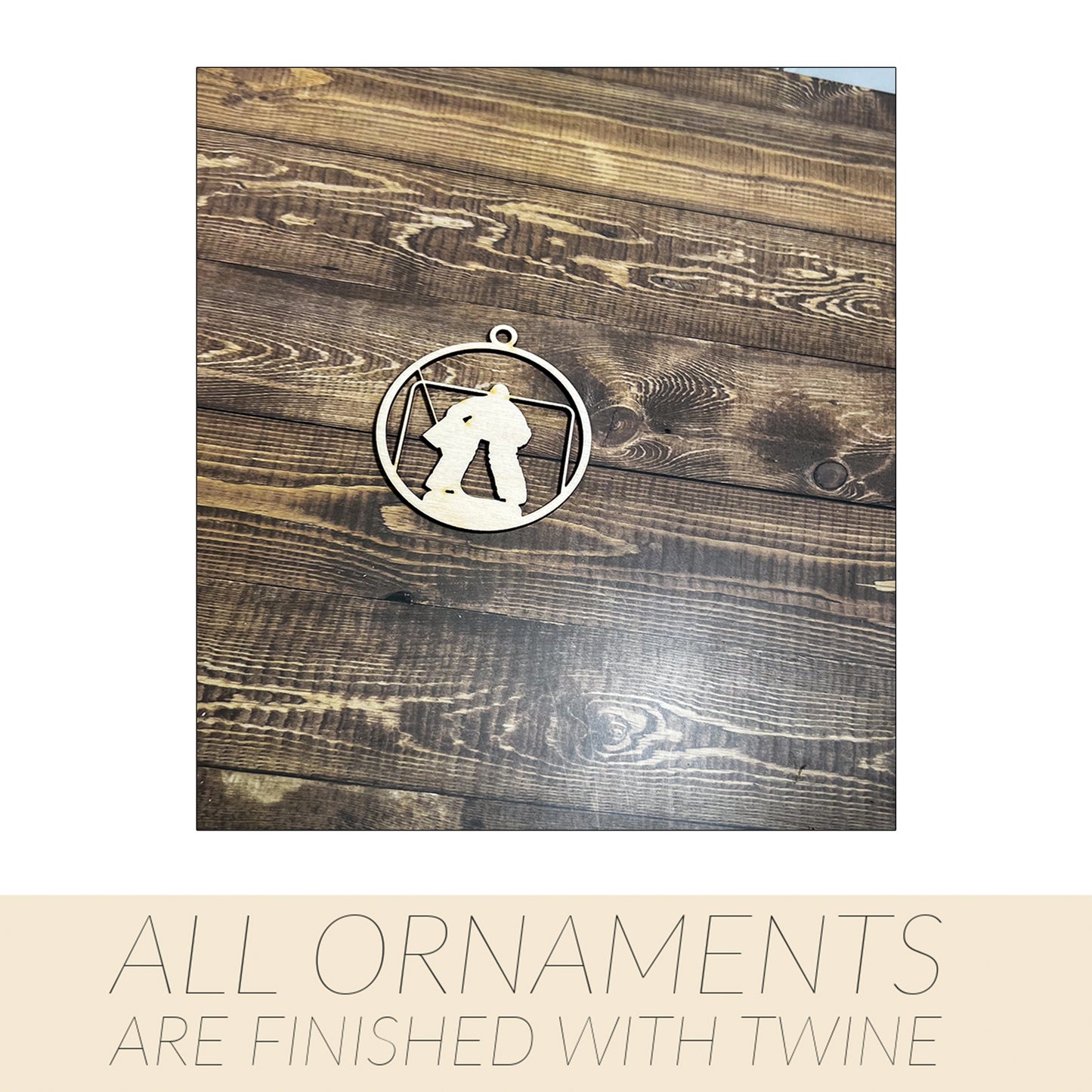 Hockey Ornament, Wooden Sports Ornament, Sports Ornament, Engraved Ornament, Laser Engraved Wood Ornament