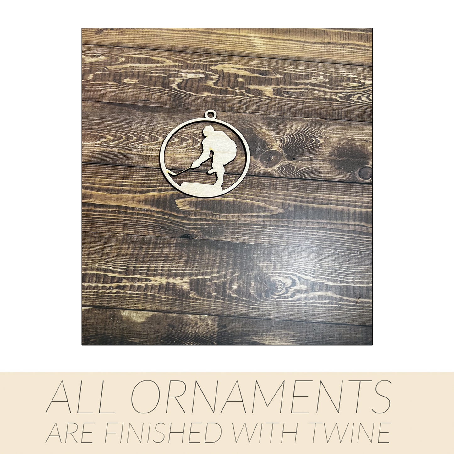 Hockey Ornament, Wooden Sports Ornament, Sports Ornament, Engraved Ornament, Laser Engraved Wood Ornament