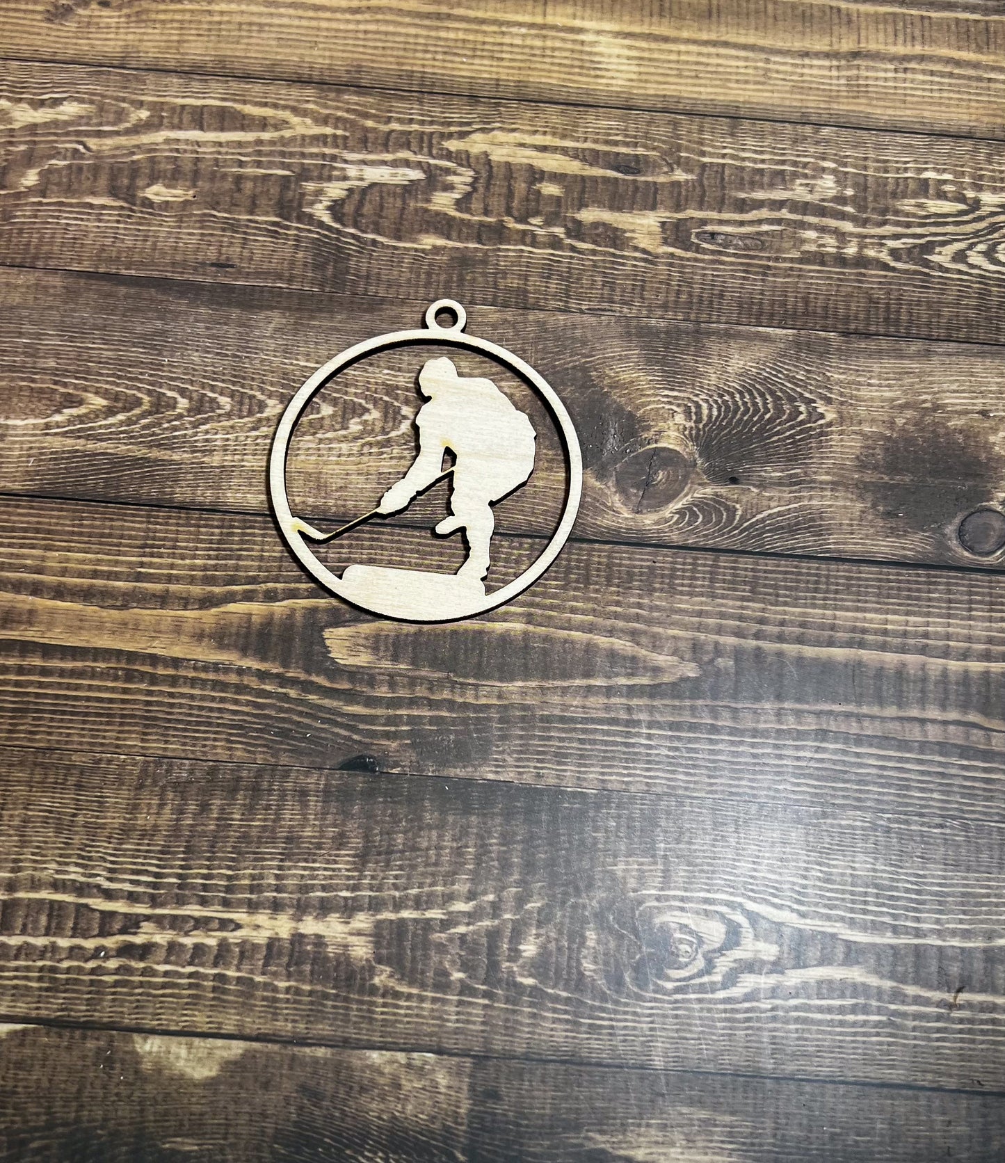 Hockey Ornament, Wooden Sports Ornament, Sports Ornament, Engraved Ornament, Laser Engraved Wood Ornament