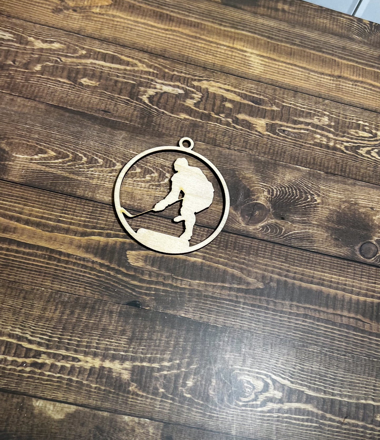 Hockey Ornament, Wooden Sports Ornament, Sports Ornament, Engraved Ornament, Laser Engraved Wood Ornament