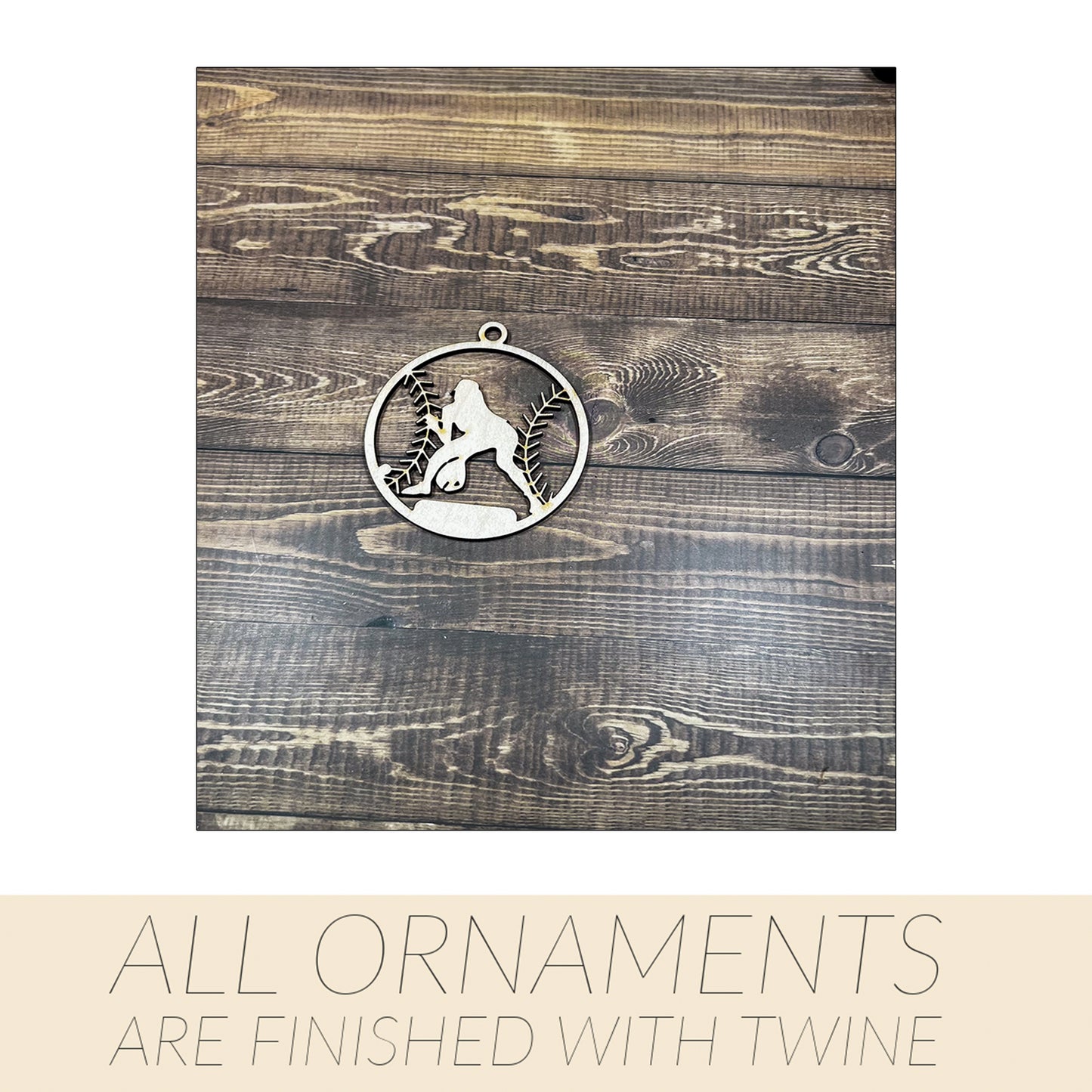 Softball Ornament, Personalized Ornament, Wooden Family Ornament , Laser Engraved Wood Ornament