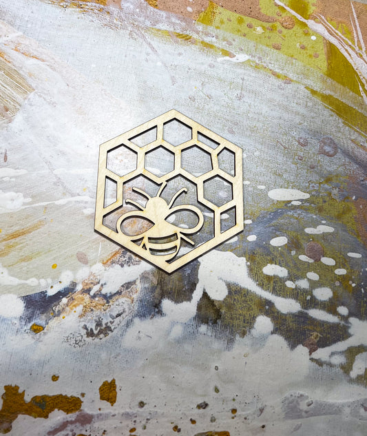 Bee Coffee Coaster, Engraved Wood Coaster Set, Hexagon Bee Coaster