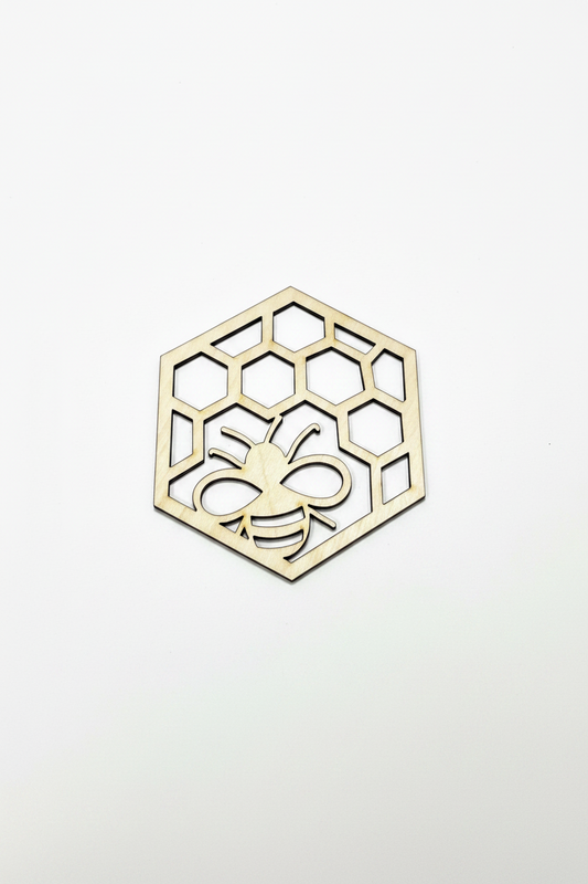Bee Coffee Coaster, Engraved Wood Coaster Set, Hexagon Bee Coaster