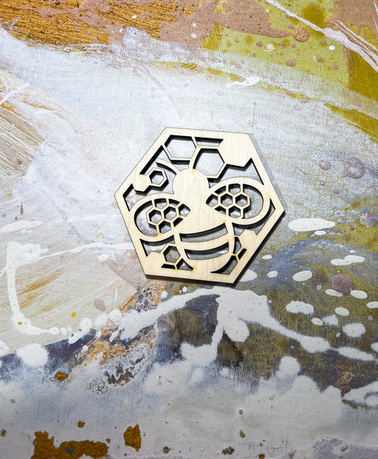 Bee Coffee Coaster, Engraved Wood Coaster Set, Hexagon Bee Coaster