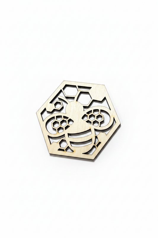 Bee Coffee Coaster, Engraved Wood Coaster Set, Hexagon Bee Coaster