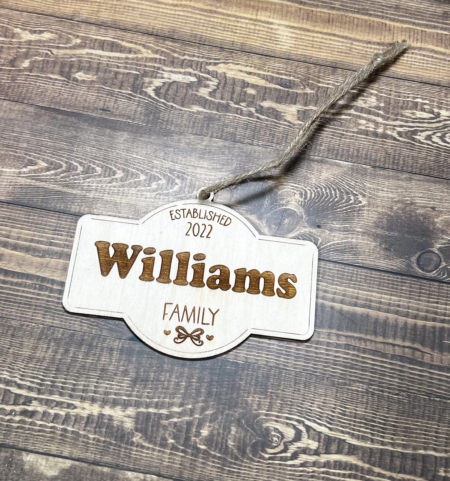 Established Family Ornament , Family Ornament  , Custom Family Ornament ,Wooden Ornament