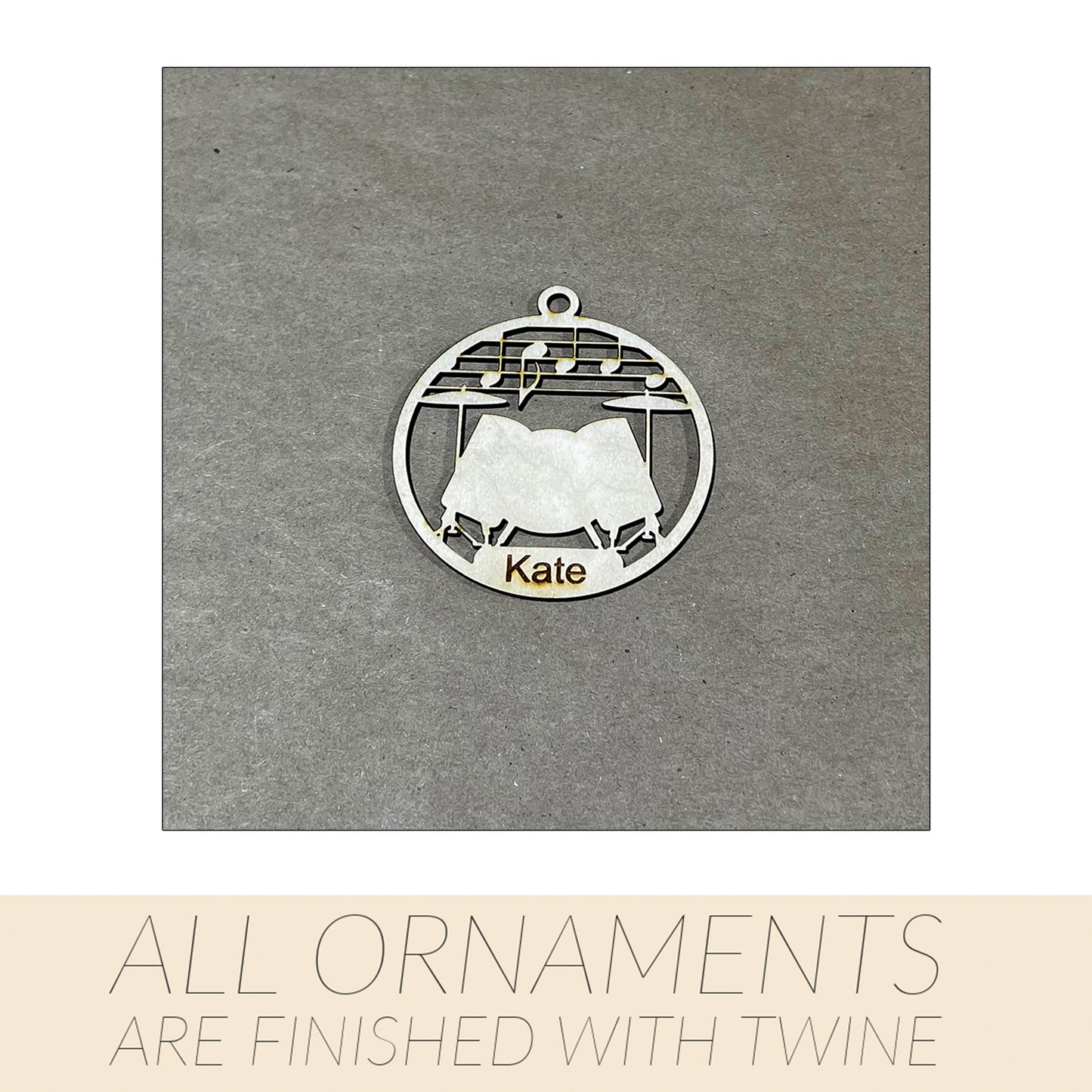 Music Ornament, Wooden Sports Ornament, Sports Ornament, Engraved Ornament, Laser Engraved Wood Ornament