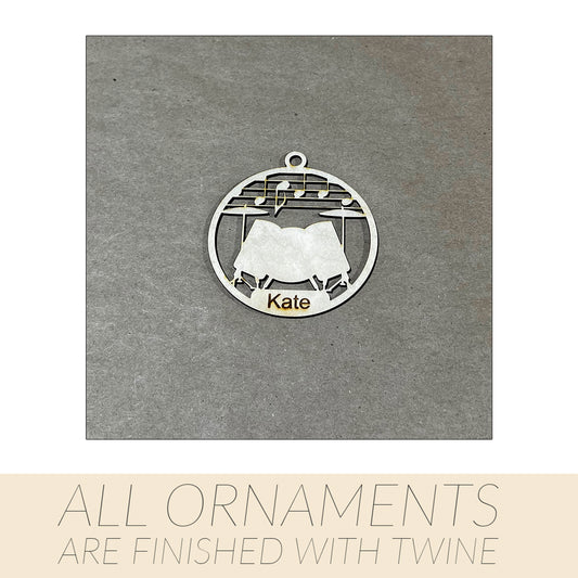 Music Ornament, Wooden Sports Ornament, Sports Ornament, Engraved Ornament, Laser Engraved Wood Ornament