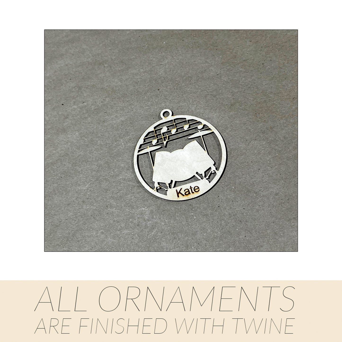 Music Ornament, Wooden Sports Ornament, Sports Ornament, Engraved Ornament, Laser Engraved Wood Ornament