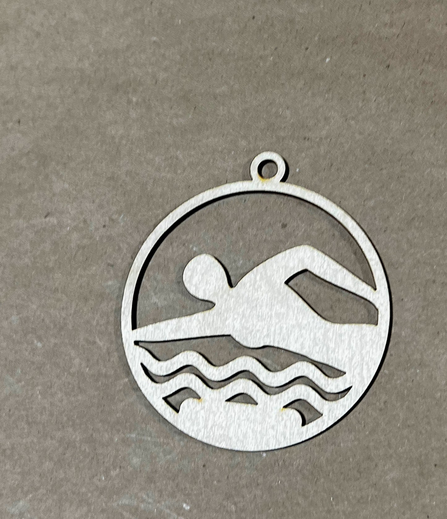Swimming Ornament, Wooden Sports Ornament, Sports Ornament, Engraved Ornament, Laser Engraved Wood Ornament
