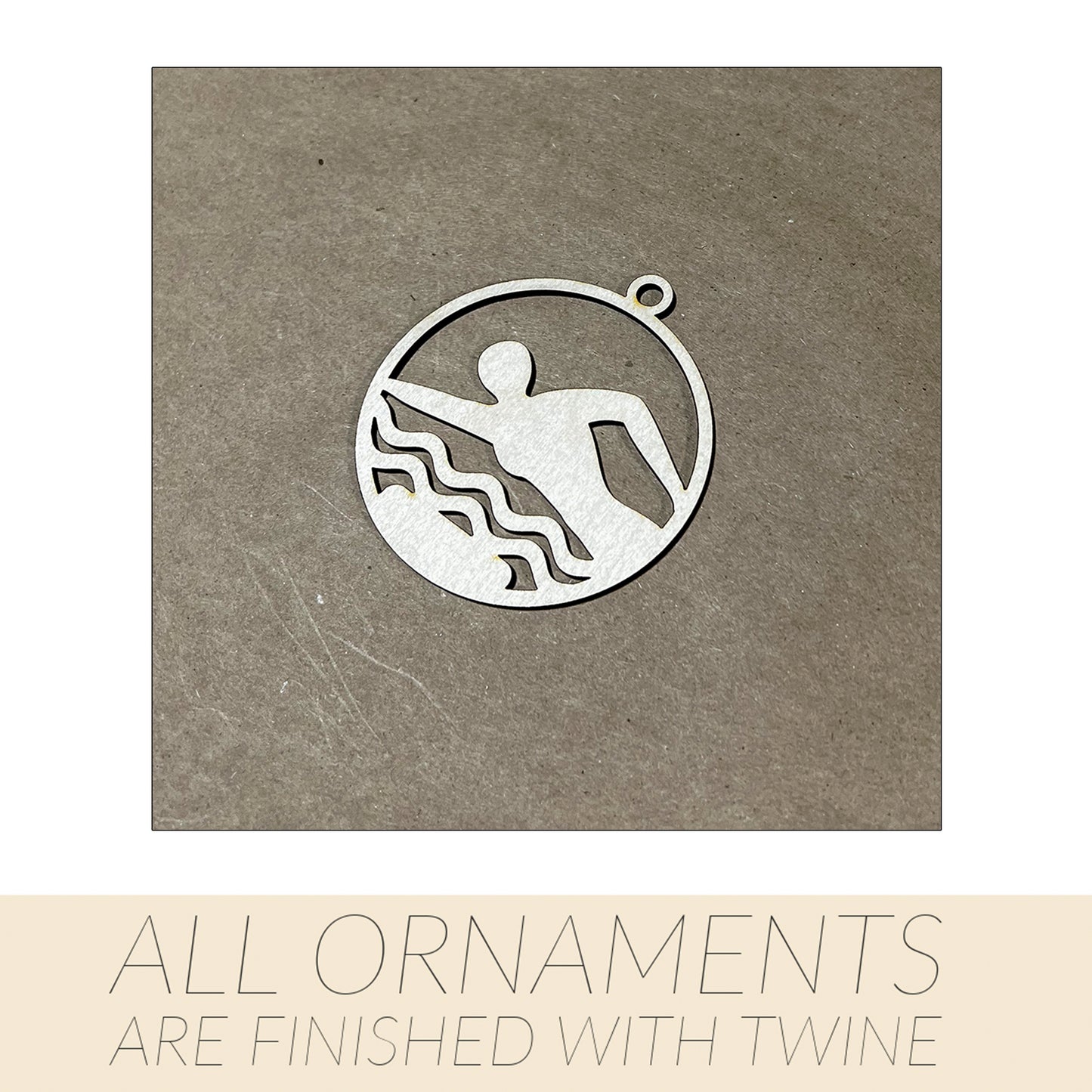 Swimming Ornament, Wooden Sports Ornament, Sports Ornament, Engraved Ornament, Laser Engraved Wood Ornament