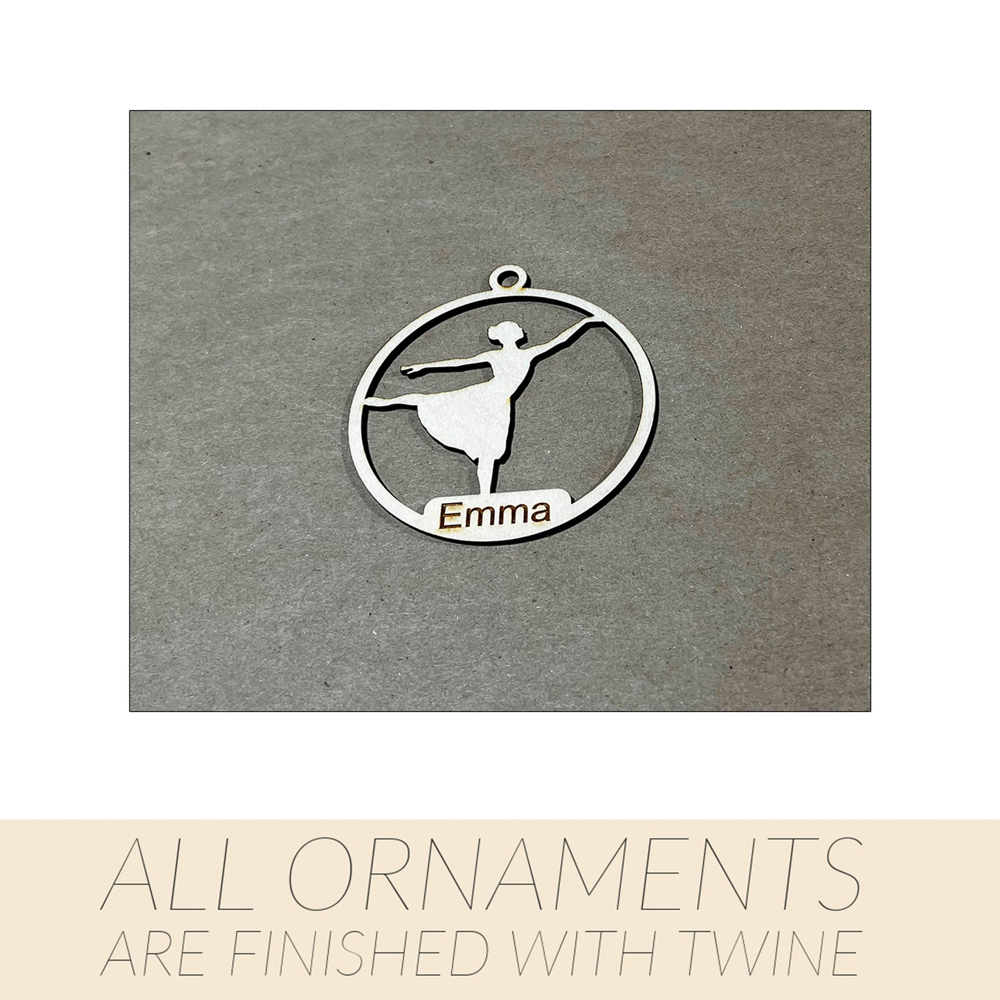 Dancing Ornament, Wooden Sports Ornament, Sports Ornament, Engraved Ornament, Laser Engraved Wood Ornament