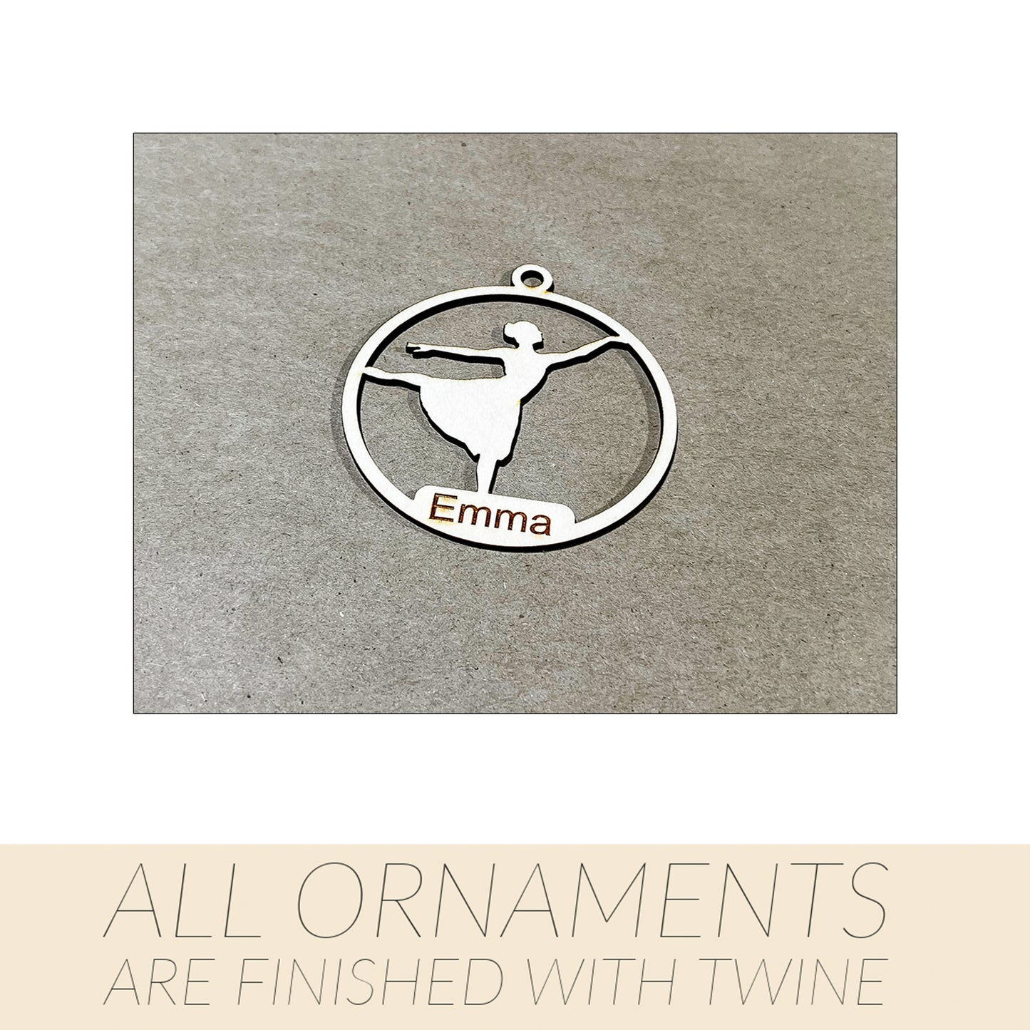 Dancing Ornament, Wooden Sports Ornament, Sports Ornament, Engraved Ornament, Laser Engraved Wood Ornament