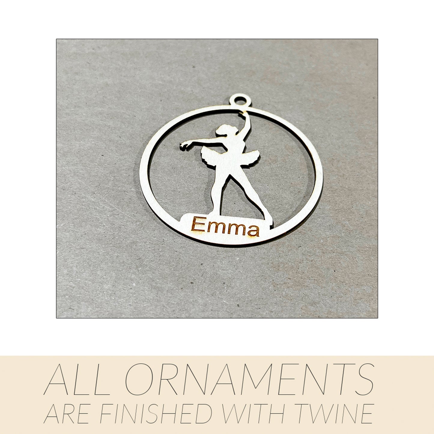 Dancing Ornament, Wooden Sports Ornament, Sports Ornament, Engraved Ornament, Laser Engraved Wood Ornament