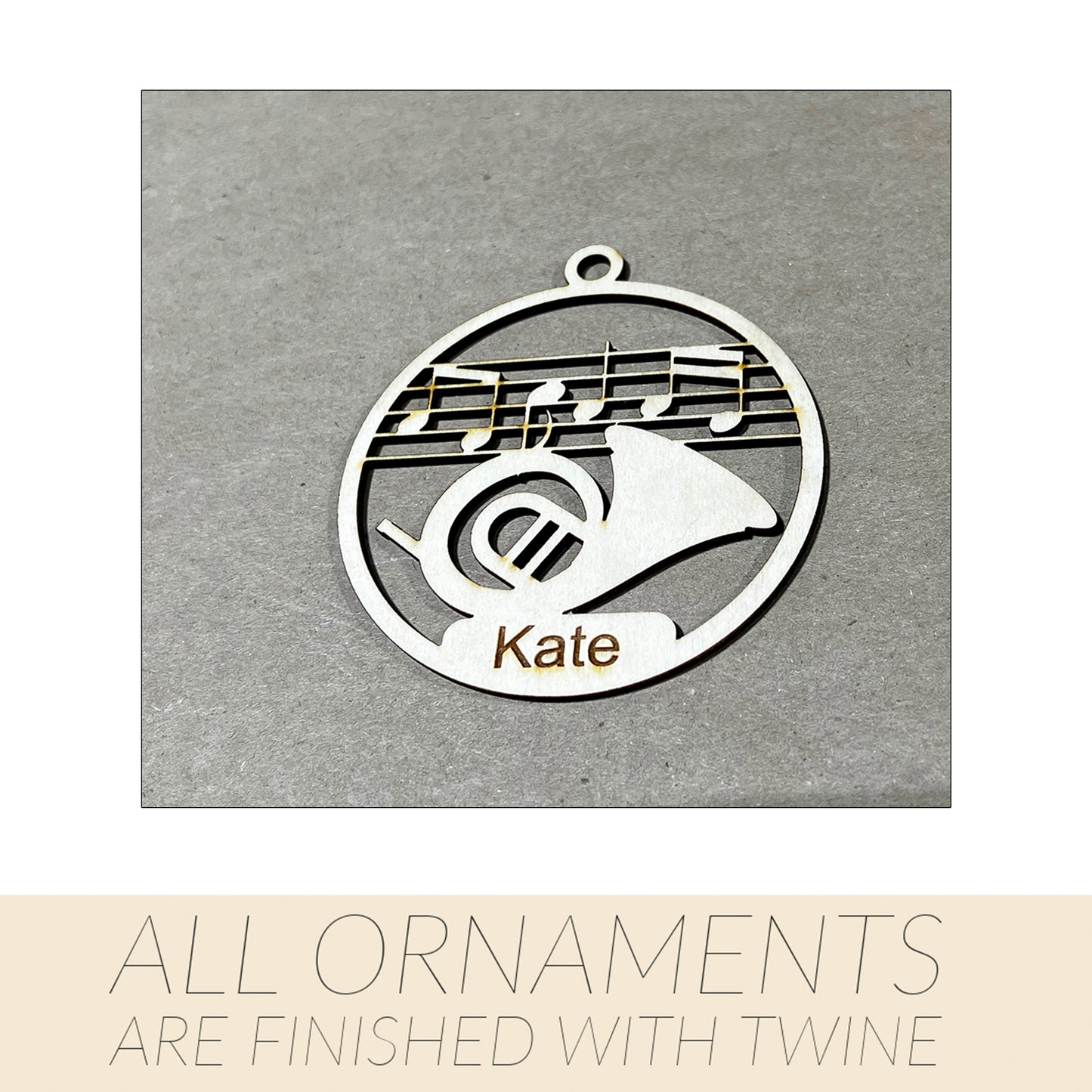 Music Ornament, Wooden Sports Ornament, Sports Ornament, Engraved Ornament, Laser Engraved Wood Ornament