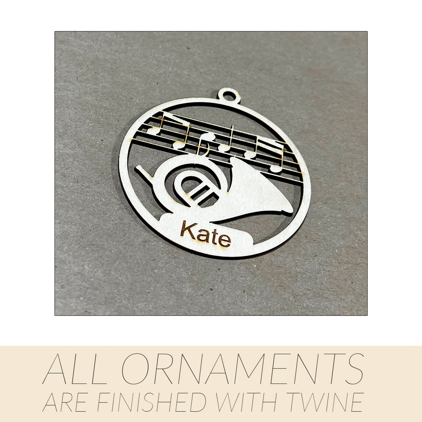 Music Ornament, Wooden Sports Ornament, Sports Ornament, Engraved Ornament, Laser Engraved Wood Ornament