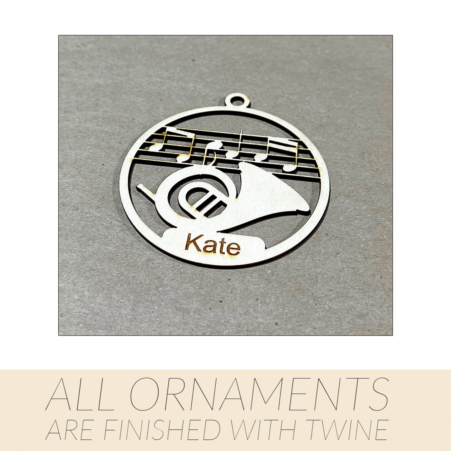 Music Ornament, Wooden Sports Ornament, Sports Ornament, Engraved Ornament, Laser Engraved Wood Ornament