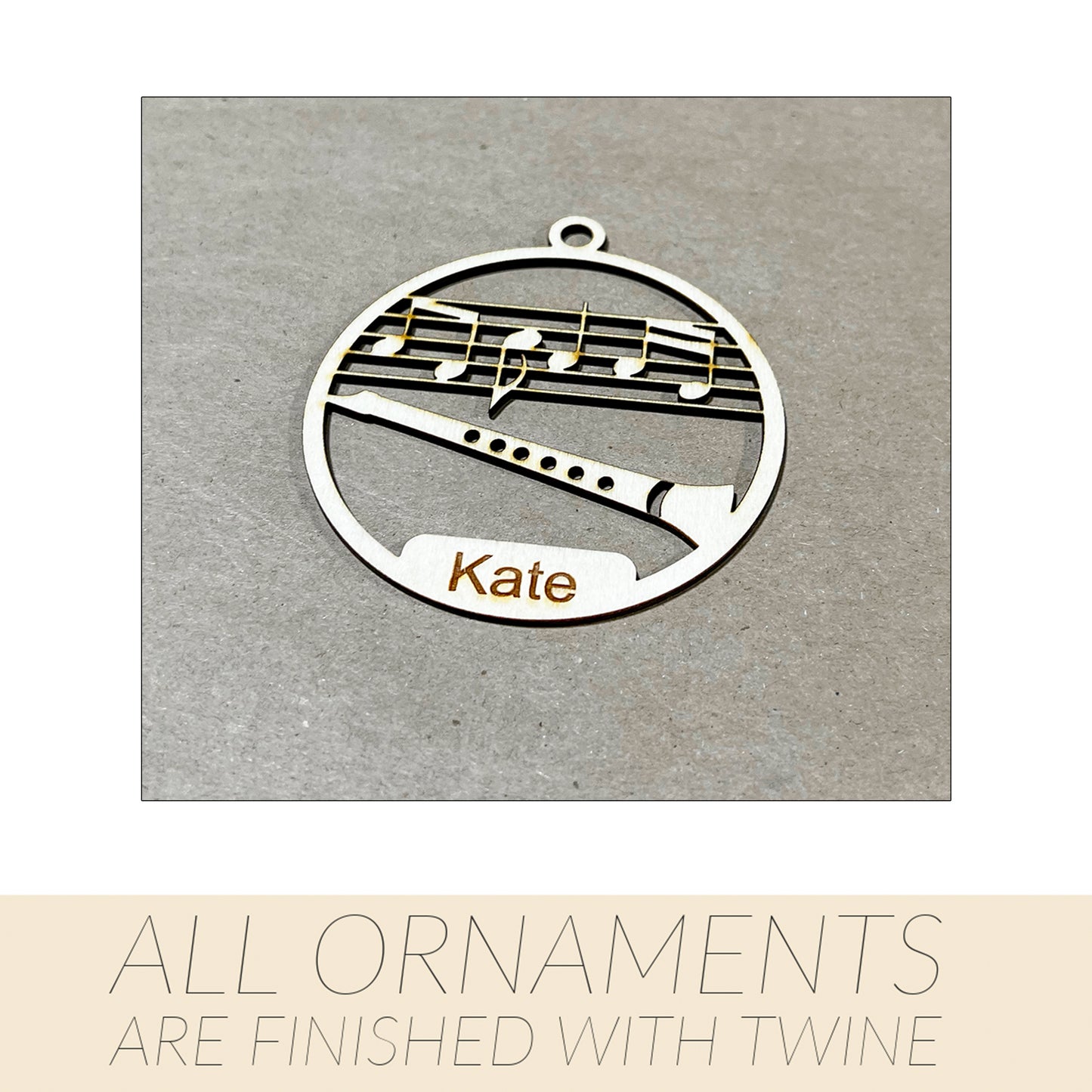 Music Ornament, Wooden Sports Ornament, Sports Ornament, Engraved Ornament, Laser Engraved Wood Ornament