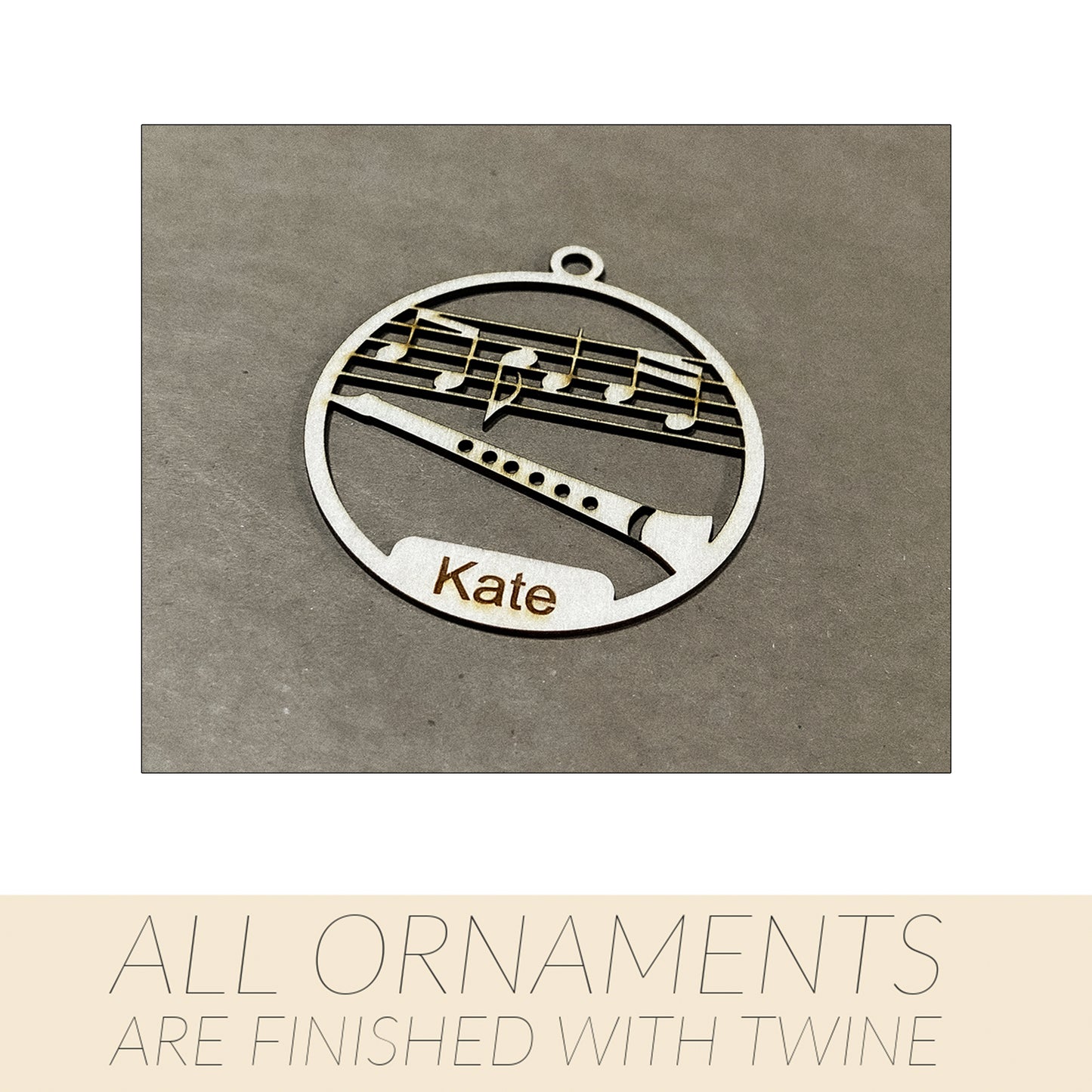 Music Ornament, Wooden Sports Ornament, Sports Ornament, Engraved Ornament, Laser Engraved Wood Ornament
