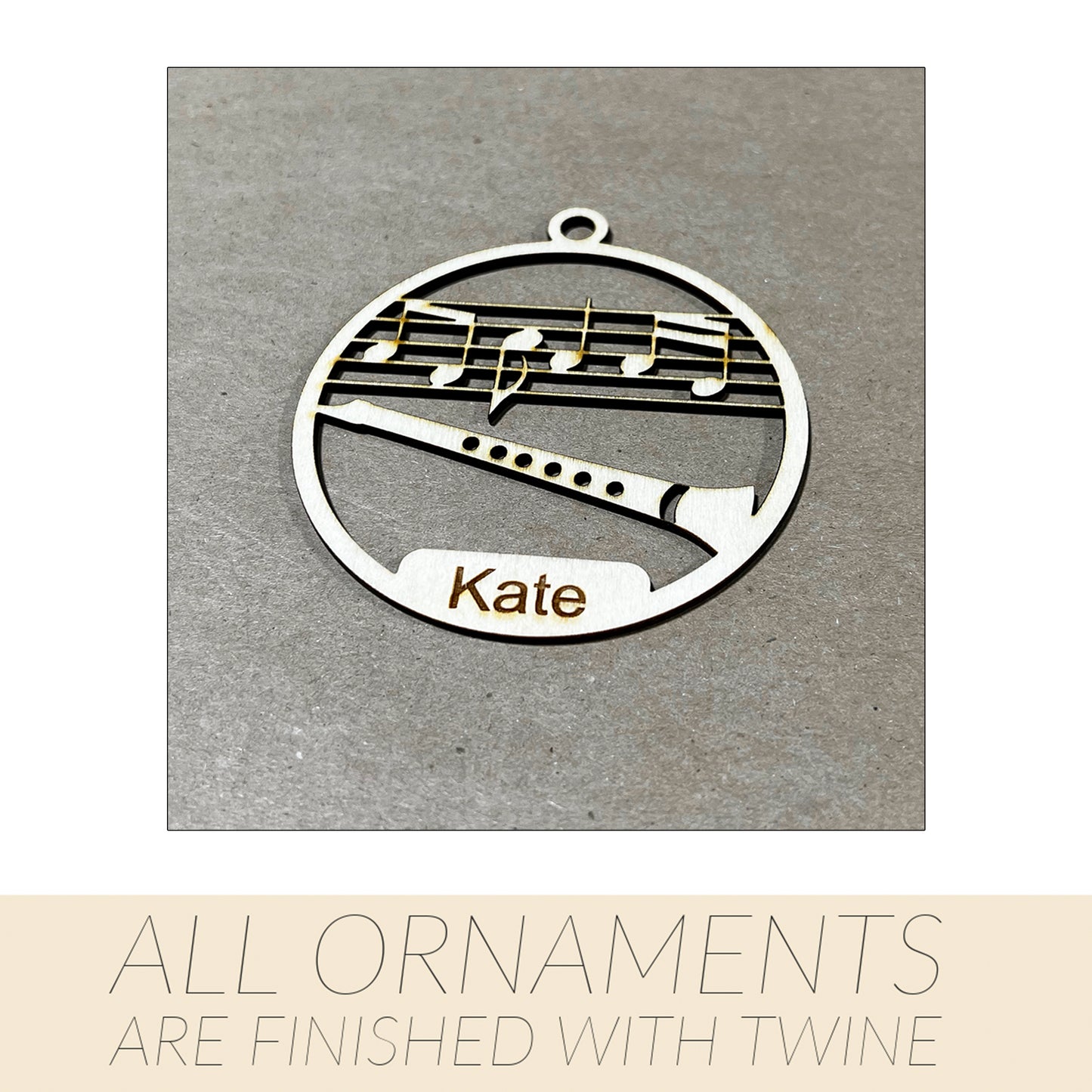 Music Ornament, Wooden Sports Ornament, Sports Ornament, Engraved Ornament, Laser Engraved Wood Ornament