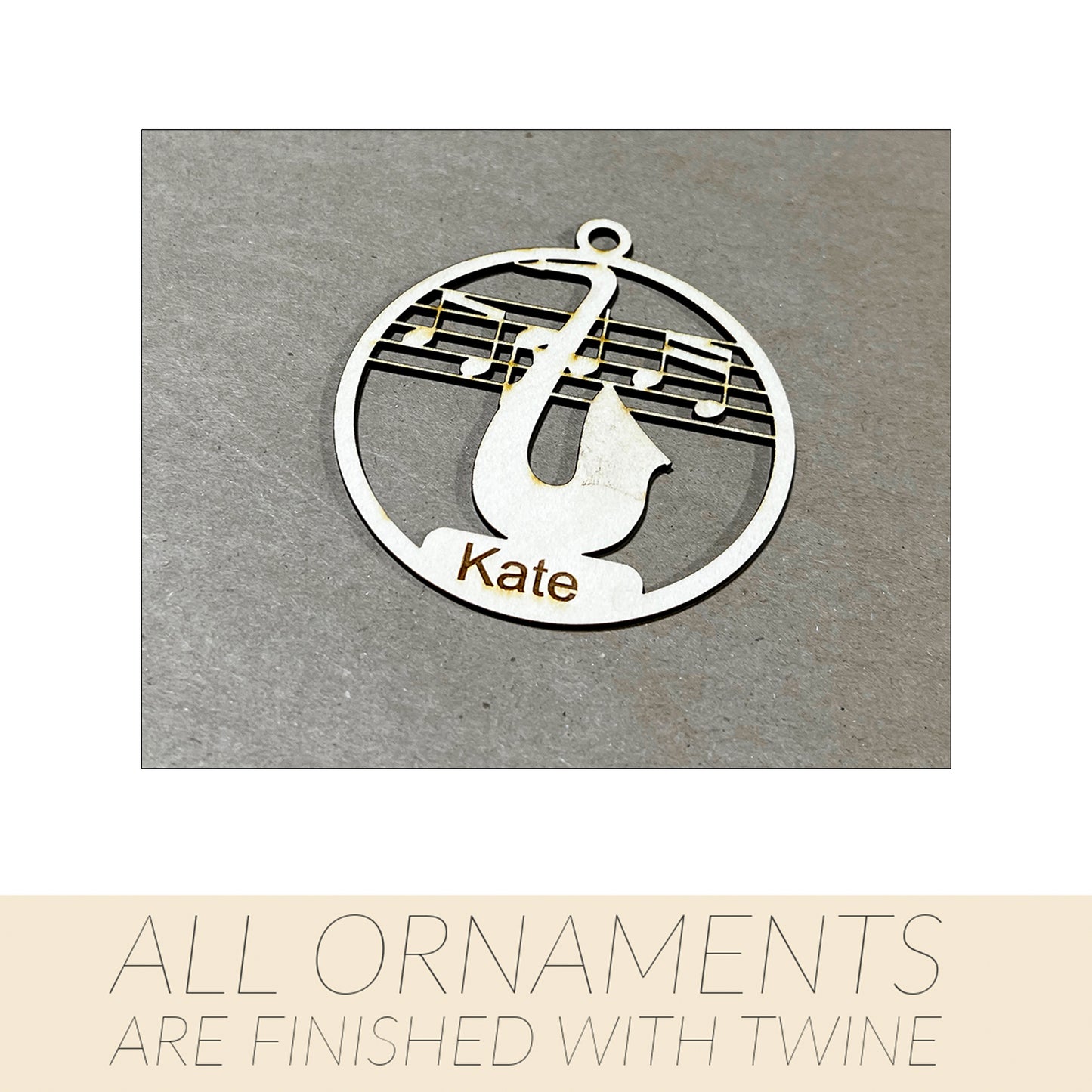 Music Ornament, Wooden Sports Ornament, Sports Ornament, Engraved Ornament, Laser Engraved Wood Ornament