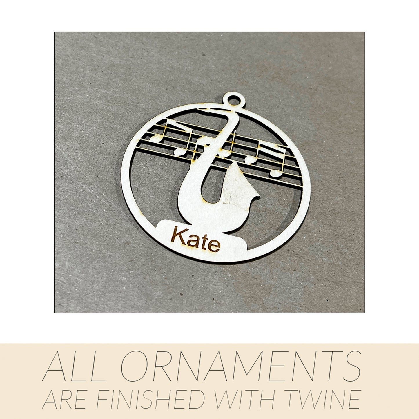 Music Ornament, Wooden Sports Ornament, Sports Ornament, Engraved Ornament, Laser Engraved Wood Ornament