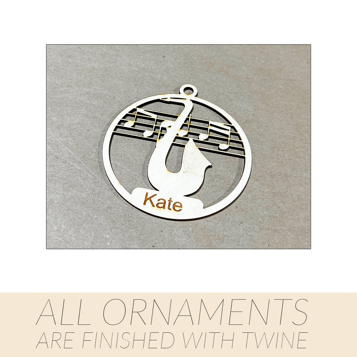 Music Ornament, Wooden Sports Ornament, Sports Ornament, Engraved Ornament, Laser Engraved Wood Ornament