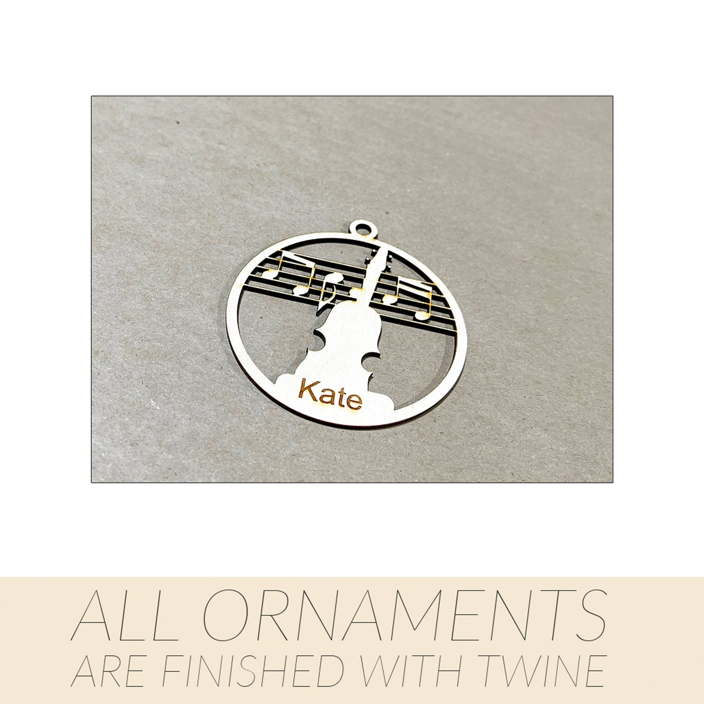 Music Ornament, Wooden Sports Ornament, Sports Ornament, Engraved Ornament, Laser Engraved Wood Ornament