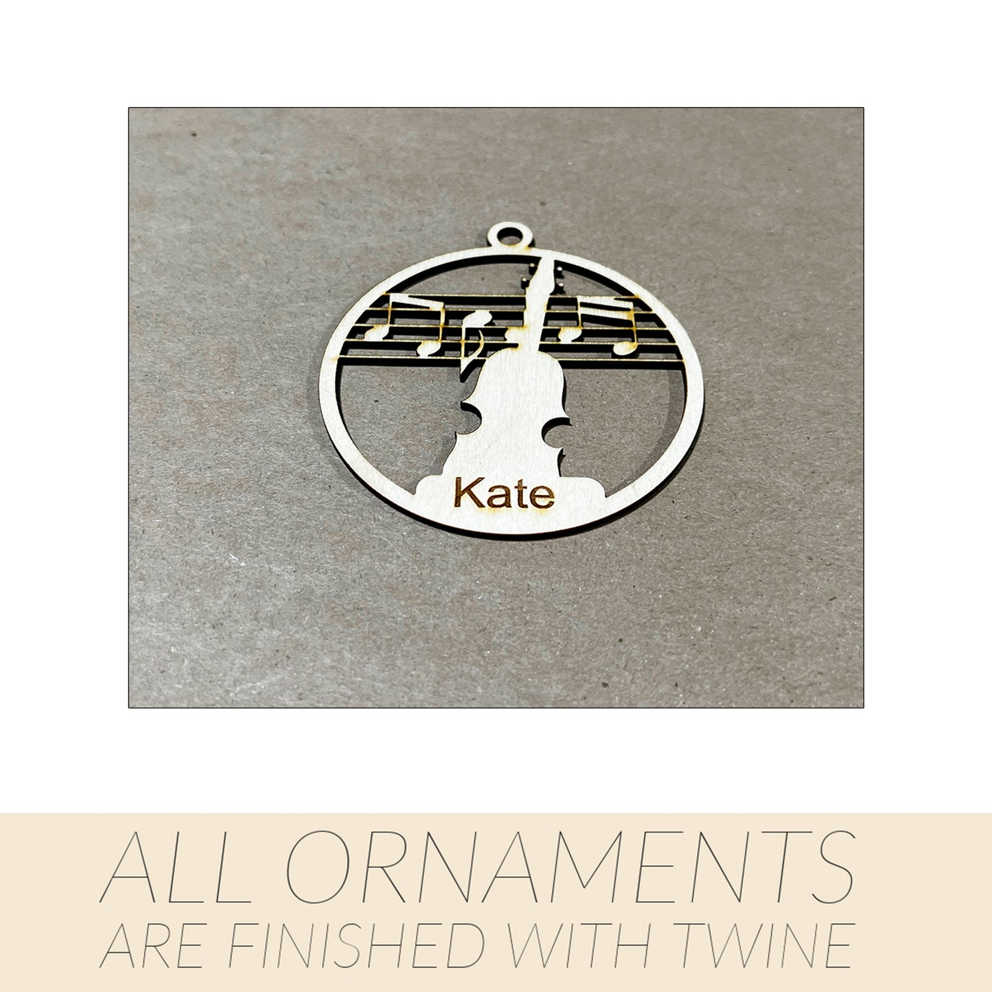 Music Ornament, Wooden Sports Ornament, Sports Ornament, Engraved Ornament, Laser Engraved Wood Ornament