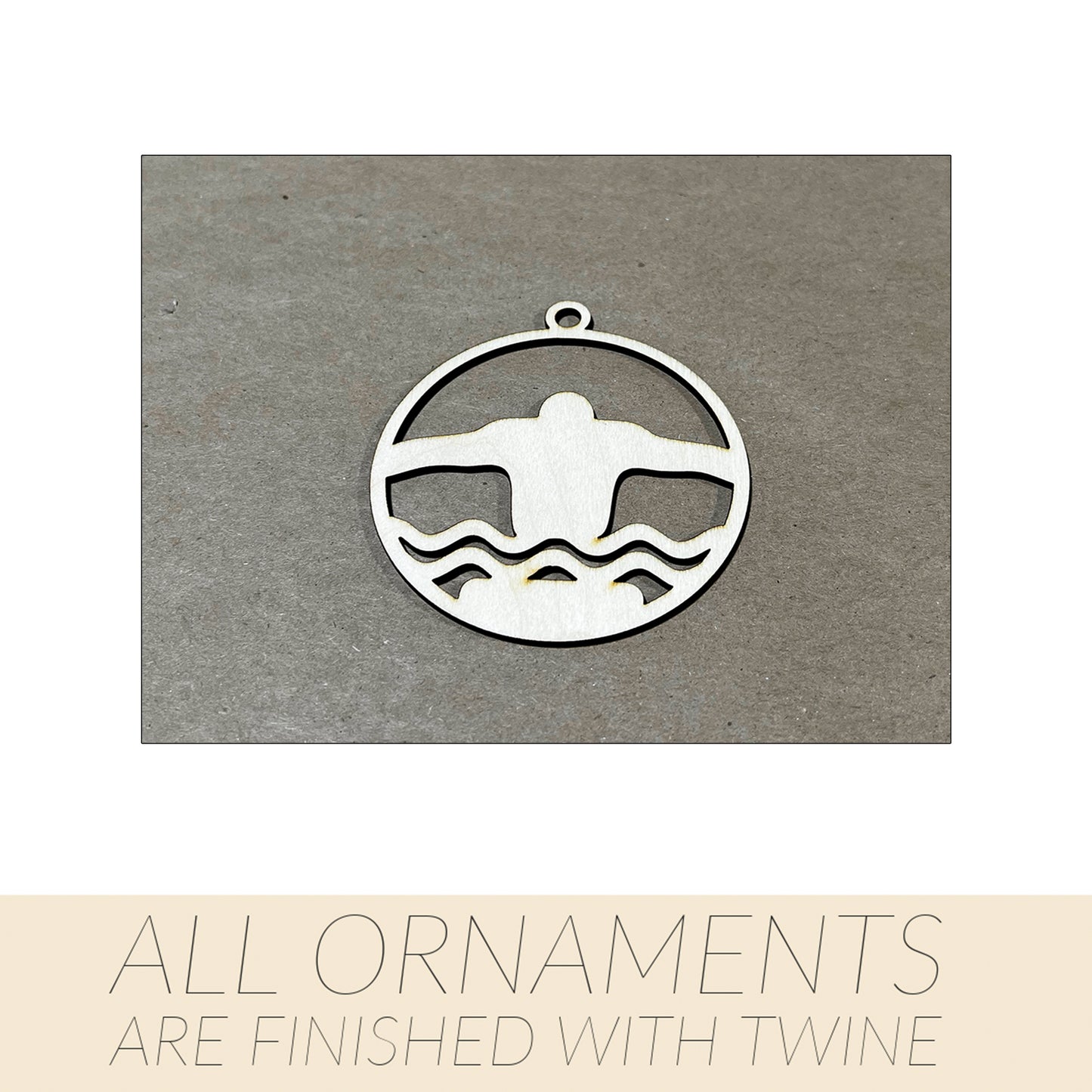 Swimming Ornament, Wooden Sports Ornament, Sports Ornament, Engraved Ornament, Laser Engraved Wood Ornament