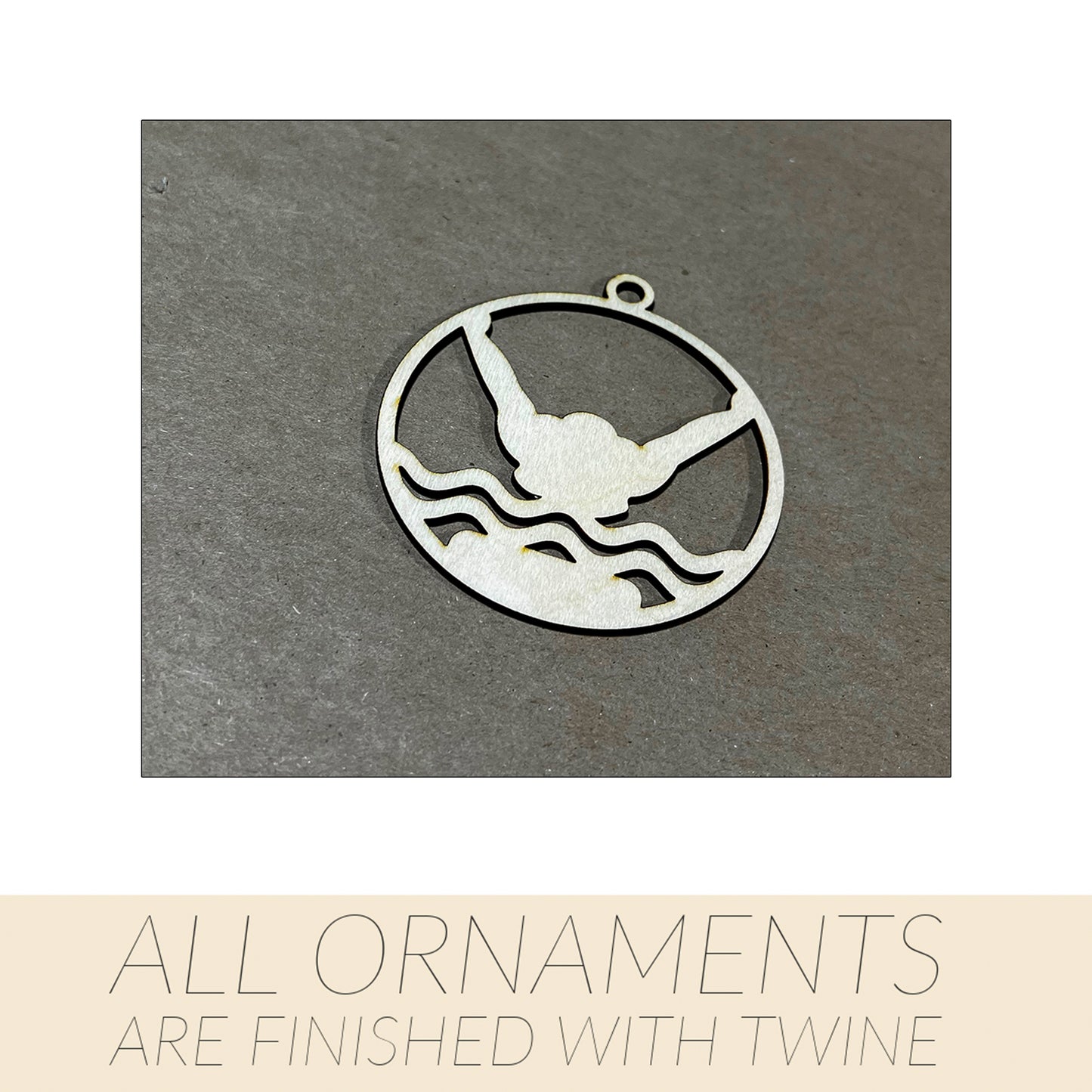 Swimming Ornament, Wooden Sports Ornament, Sports Ornament, Engraved Ornament, Laser Engraved Wood Ornament