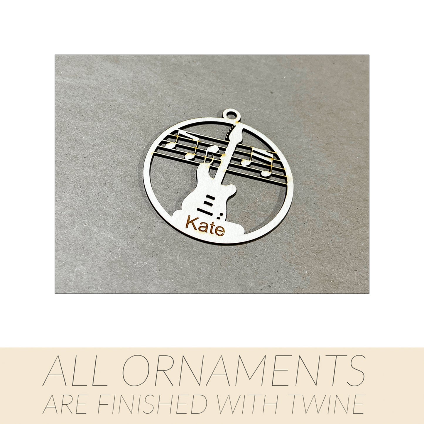 Music Ornament, Wooden Sports Ornament, Sports Ornament, Engraved Ornament, Laser Engraved Wood Ornament