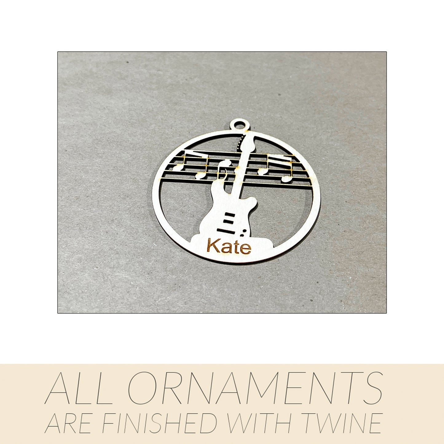 Music Ornament, Wooden Sports Ornament, Sports Ornament, Engraved Ornament, Laser Engraved Wood Ornament