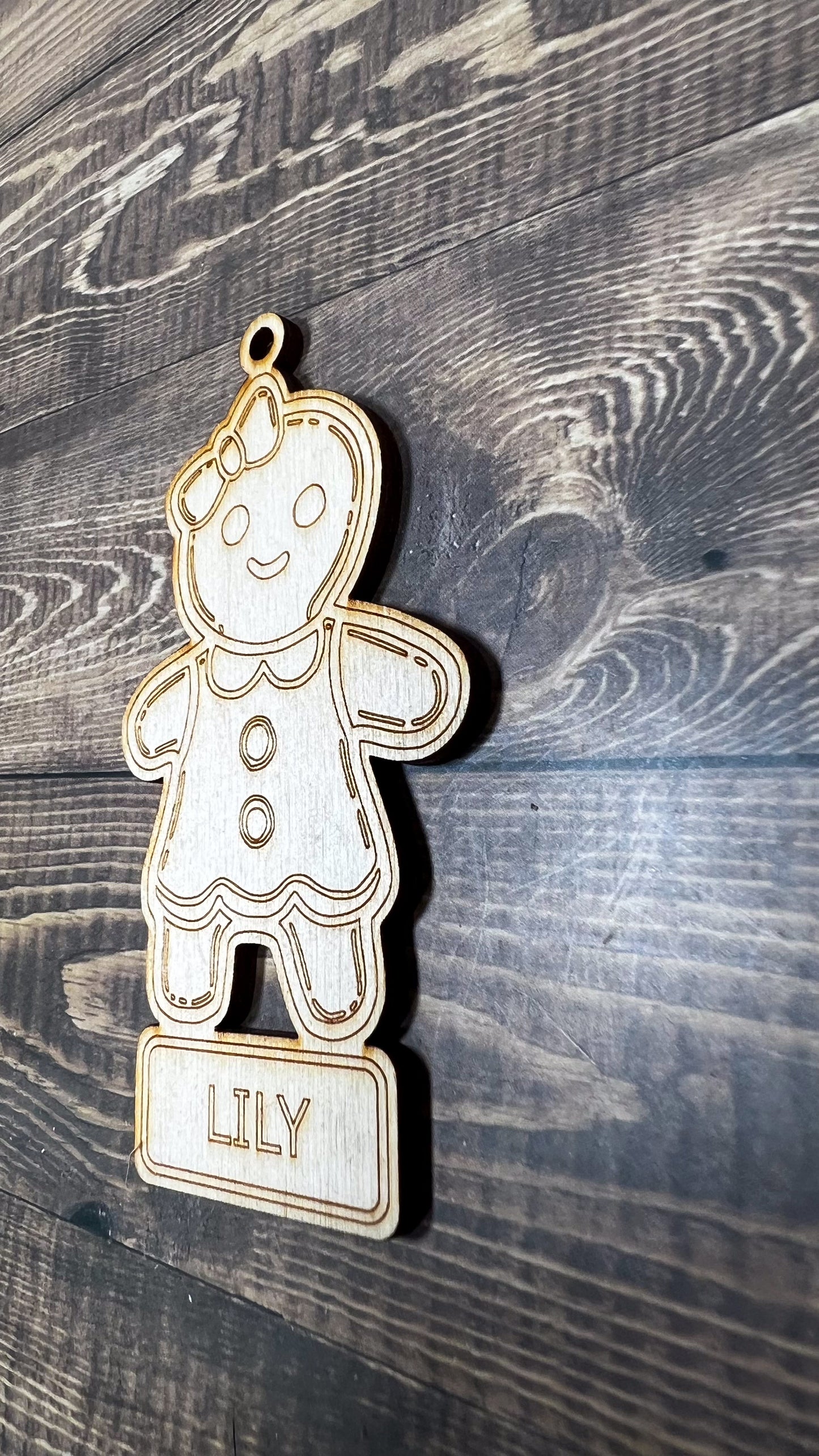 Christmas Keepsake: Laser Engraved Gingerbread Ornament - Personalize Your Gingerbread Girl or Boy - 3.5 High