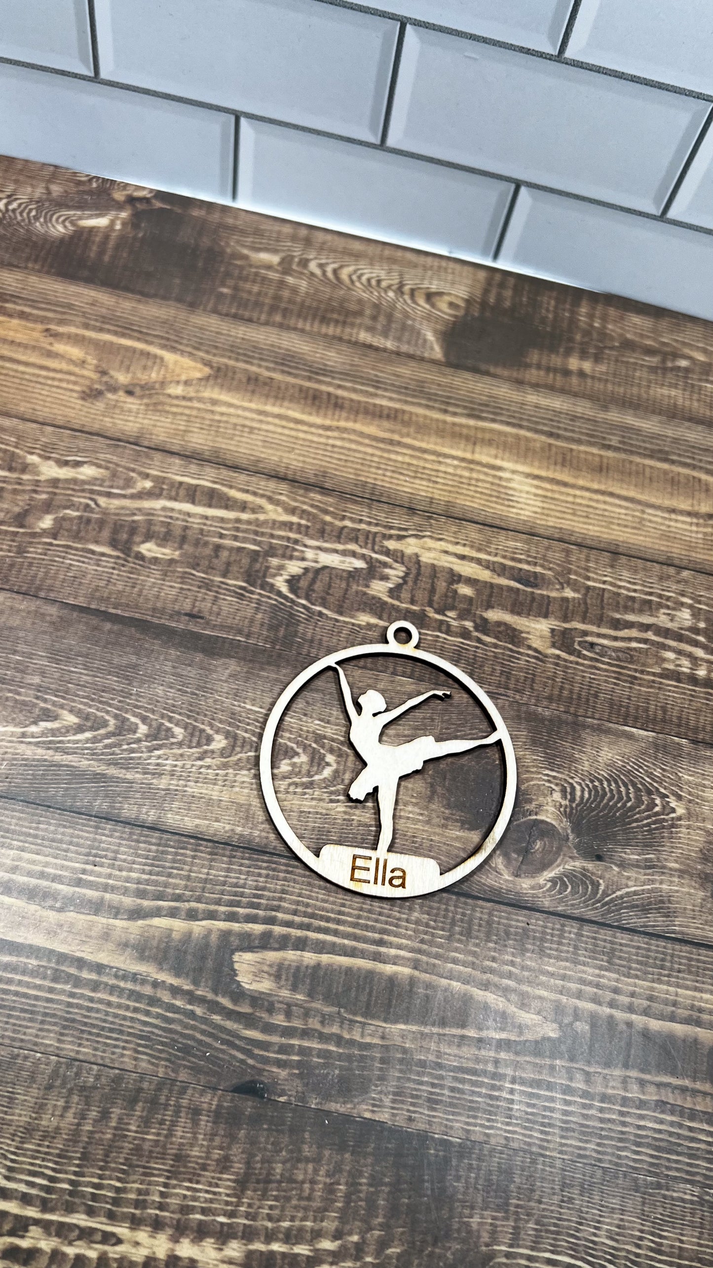 Ballet Wooden Sports Ornament, Sports Ornament, Engraved Ornament, Laser Engraved Wood Ornament