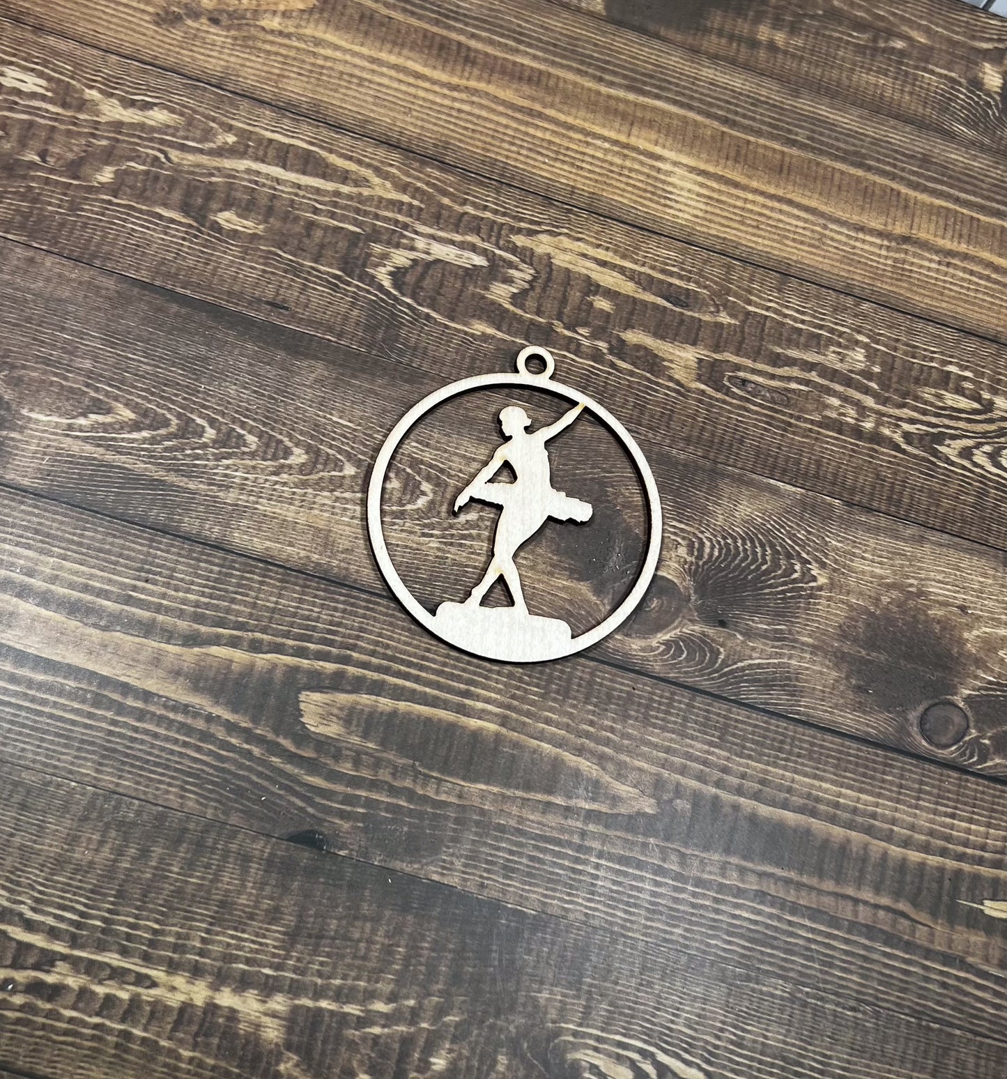 Ballet Wooden Sports Ornament, Sports Ornament, Engraved Ornament, Laser Engraved Wood Ornament