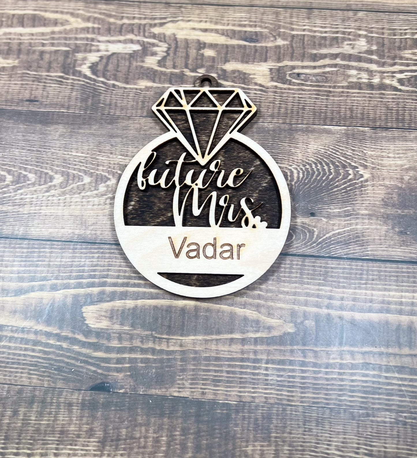 Personalized 3.5 Diamond-Topped Christmas Ornament - Choose from Married, Mrs, Future Mrs, or Engaged