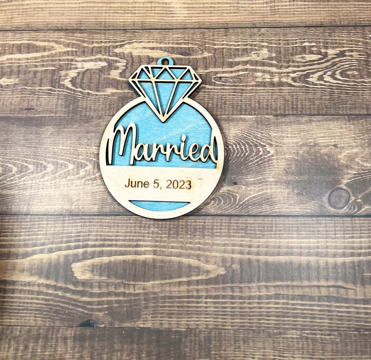 Personalized 3.5 Diamond-Topped Christmas Ornament - Choose from Married, Mrs, Future Mrs, or Engaged