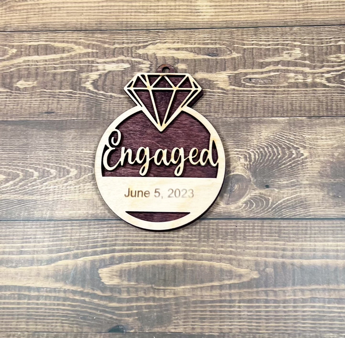 Personalized 3.5 Diamond-Topped Christmas Ornament - Choose from Married, Mrs, Future Mrs, or Engaged