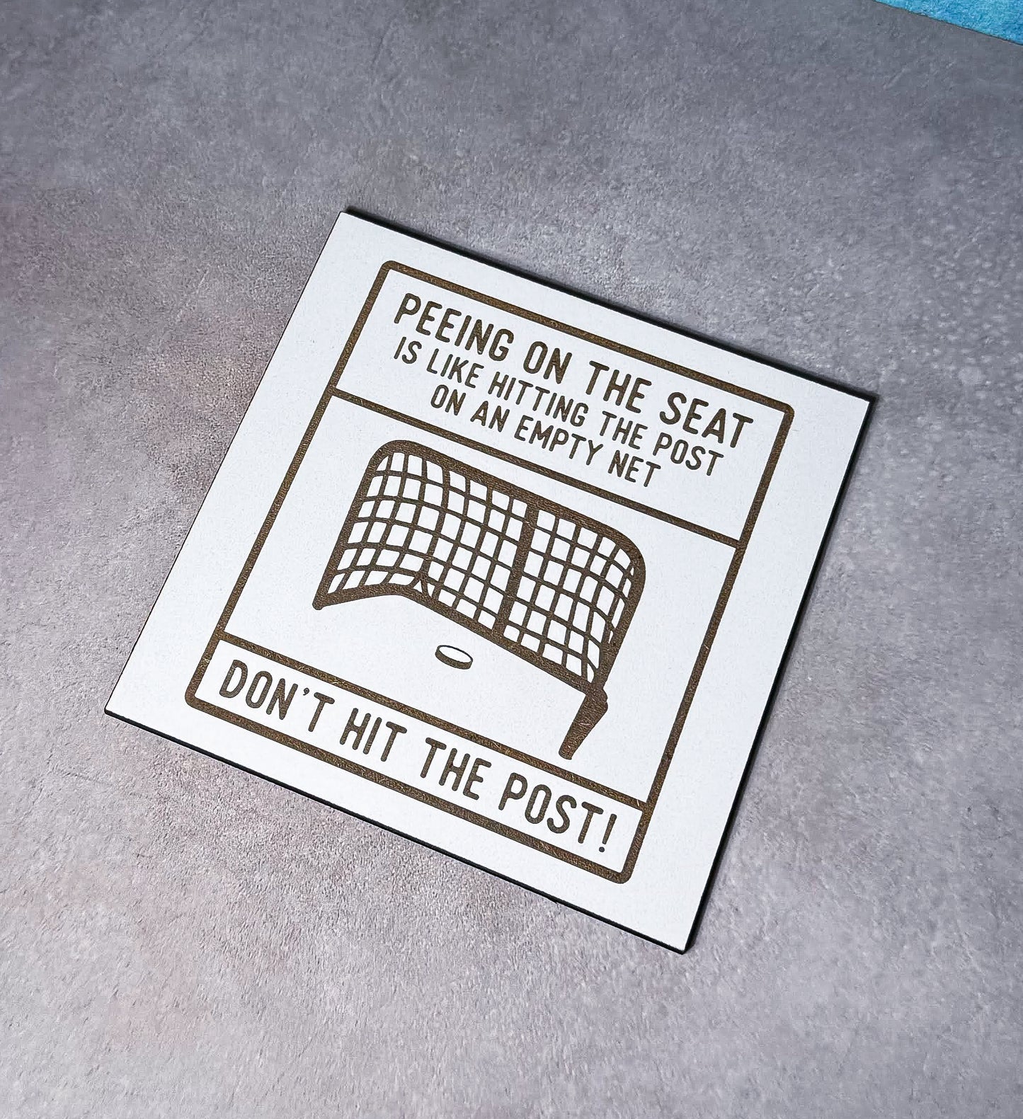 Washroom Sign Joke - Don't pee on the Seat, Hockey Bathroom Seat